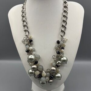 Elegant Silver and Black Beaded Necklace JP306 2/$20